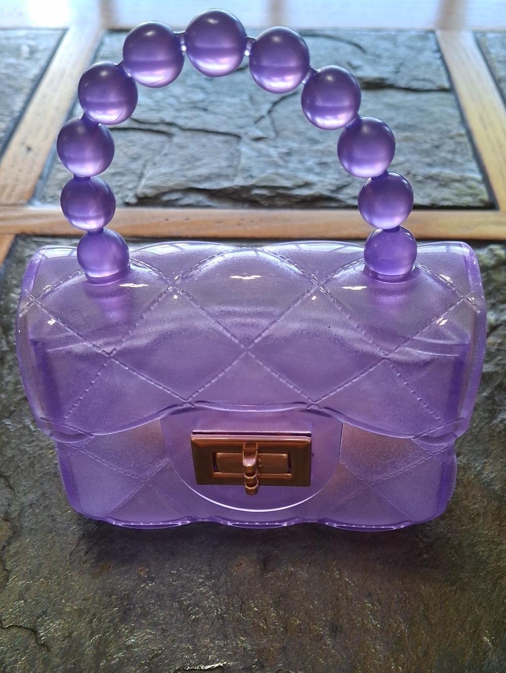 Purple Jelly Bead-Handle Mini Bag